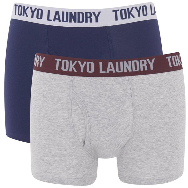 Lot de 2 Boxers Tokyo Laundry Kobe -Bleu/Gris Chiné