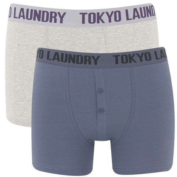 Lot de 2 Boxers Tokyo Laundry Malone -Indigo/ Gris Chiné