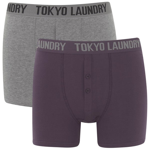 Tokyo Laundry Men's 2-Pack Malone Boxers - Grey Marl/Deep Aubergine