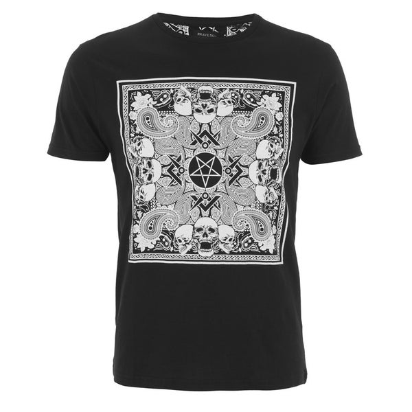 Brave Soul Men's Gothic Printed T-Shirt - Black