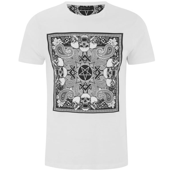 Brave Soul Men's Gothic Printed T-Shirt - White