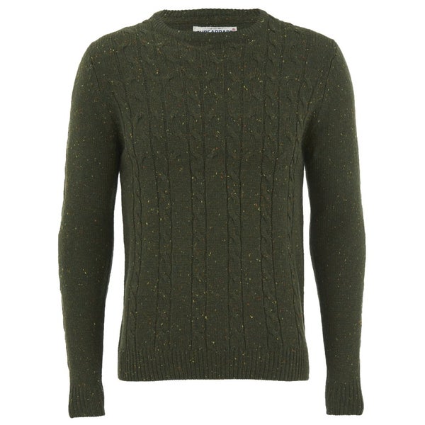 Threadbare Men's Fleck Cable Crew Neck Jumper - Olive