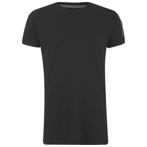 Eclipse Men's Gilson Zip Sleeve Longline T-Shirt - Black