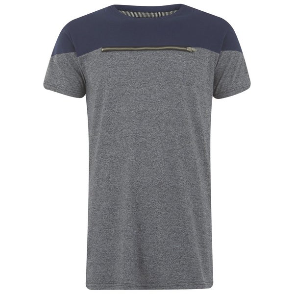 Eclipse Men's Ruskin Zip Chest Cut and Sew T-Shirt - Grey/Navy