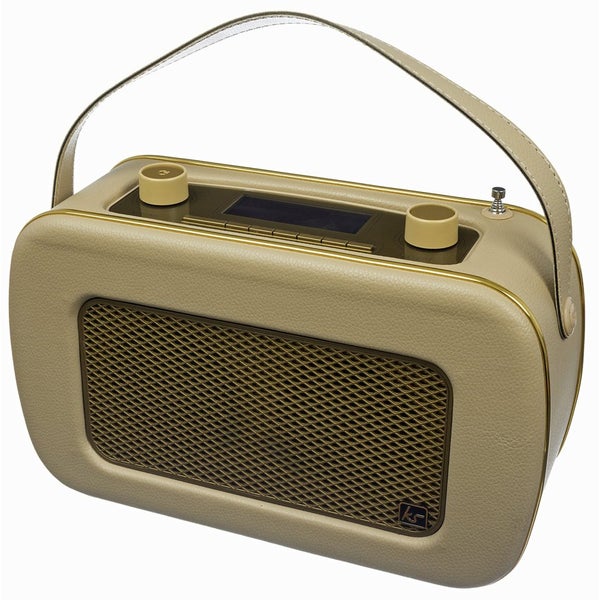 Kitsound Jive Retro Portable DAB Radio with Alarm Clock - Cream/Gold