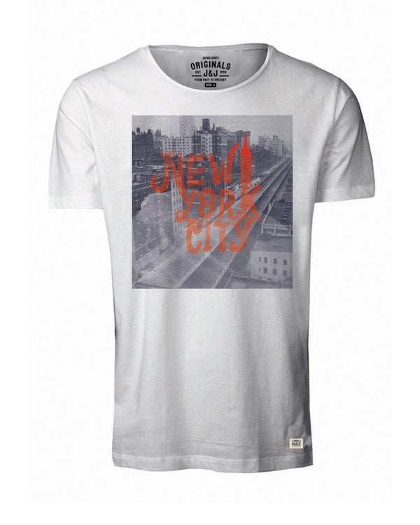T -Shirt Jack & Jones pour Homme Light Photographic -Gris Beige