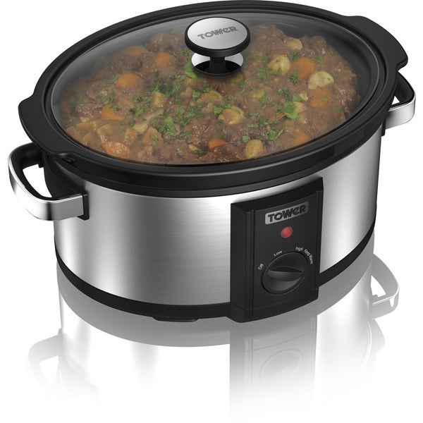 Tower T16011 6.5L Manual Slow Cooker - Silver