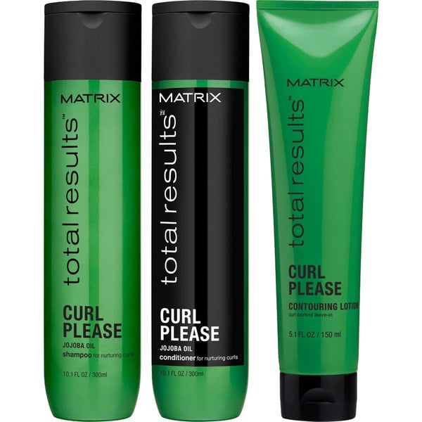 Shampooing (300 ml), après-shampooing (300 ml) et lotion contour (150 ml) Curl Please Total Results Matrix