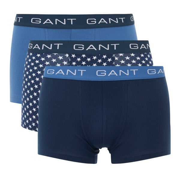 GANT Men's 3-Pack Trunk Boxer Shorts - Dark Sky Blue
