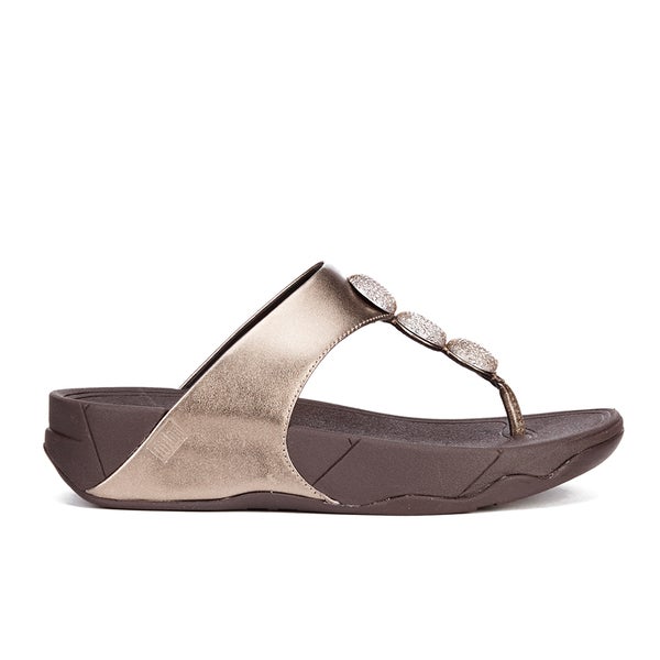 FitFlop Women's Petra Sugar Leather Toe Post Sandals - Bronze