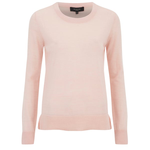 Selected Femme Women's Mero Knitted O-Neck Pullover - Cameo Rose