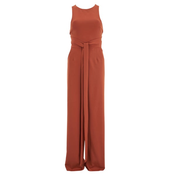 Lavish Alice Women's Cross Strap Tie Detail Straight Leg Jumpsuit - Rust