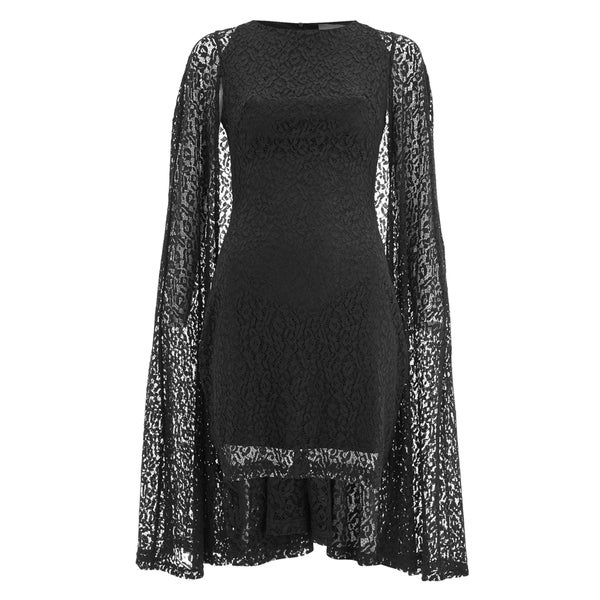 Lavish Alice Women's Lace Cape Mini Shift Dress - Black