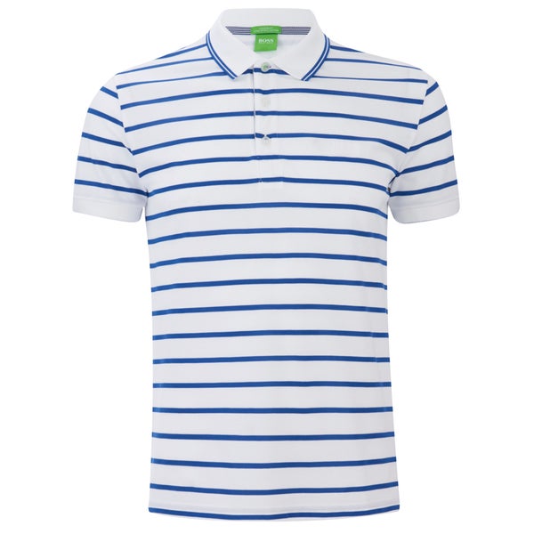 BOSS Green Men's Paddy 1 Striped Polo Shirt - White