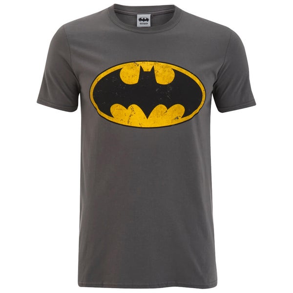 DC Comics Men's Batman Distressed Logo T-Shirt - Charcoal