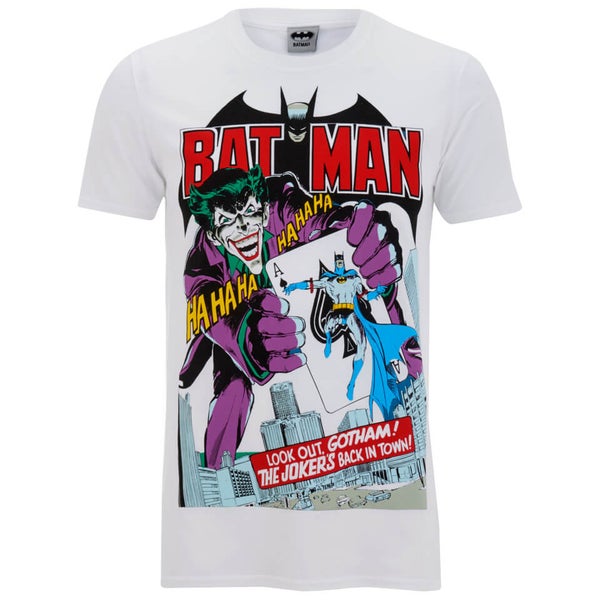 DC Comics Men's Batman Joker's Back in Town T-Shirt - White