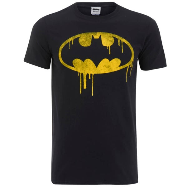 DC Comics Men's Batman Dripping Logo T-Shirt - Black