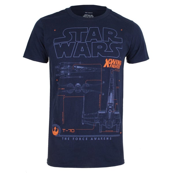 T-Shirt Homme Star Wars XWing Schematic - Bleu Marine