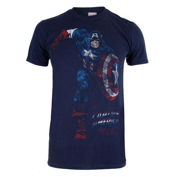 T-Shirt Homme Marvel Captain America - Bleu Marine 