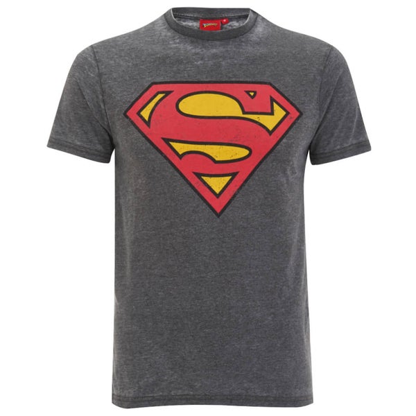 DC Comics Men's Superman Burnout T-Shirt - Charcoal/Grey