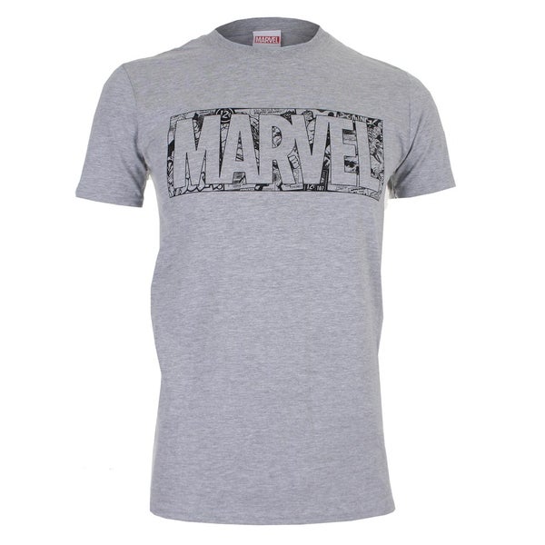 Marvel Men's Strip Logo T-Shirt - Sport Grey