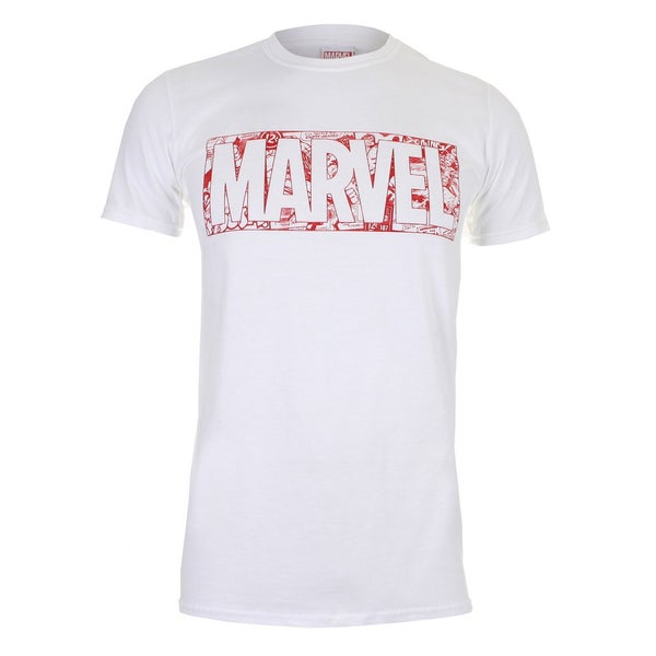 Marvel Strip Logo Herren T-Shirt - Weiss