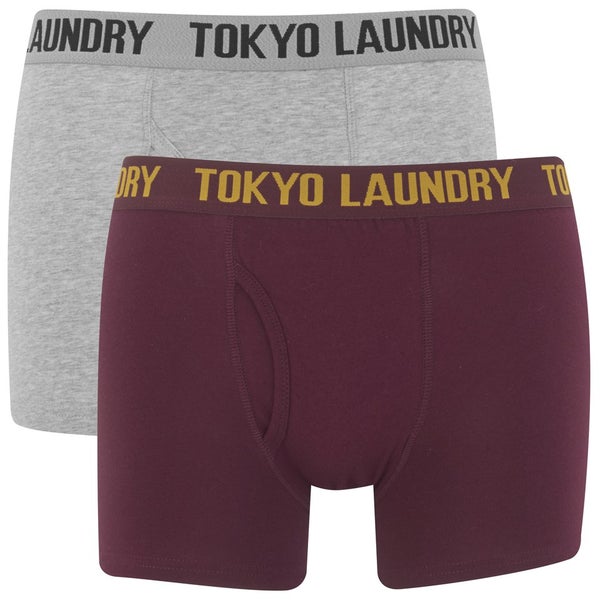 Tokyo Laundry Men's 2-Pack Concord Boxers - Oxblood/Light Grey Marl