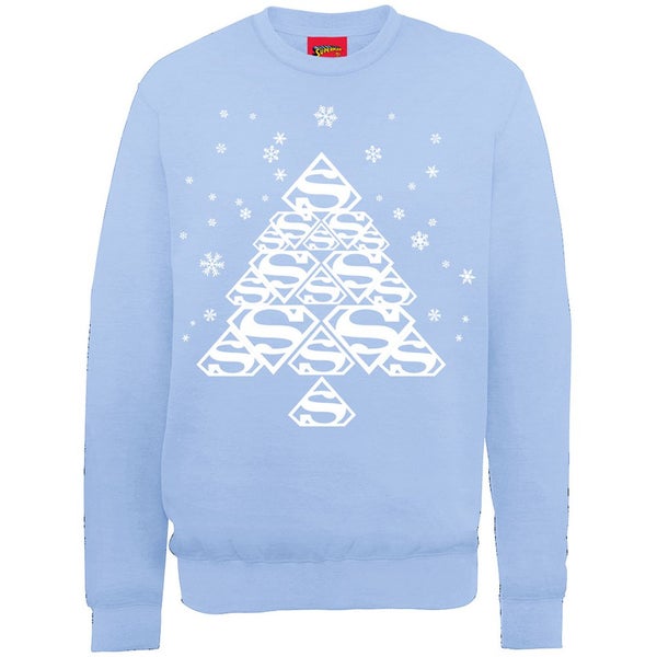 DC Comics Superman Christmas Super Christmas Tree Sweatshirt - Light Blue