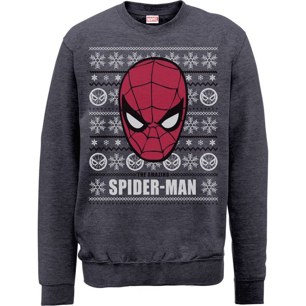 Marvel Comics Spider-Man Face Sweatshirt - Dark Heather