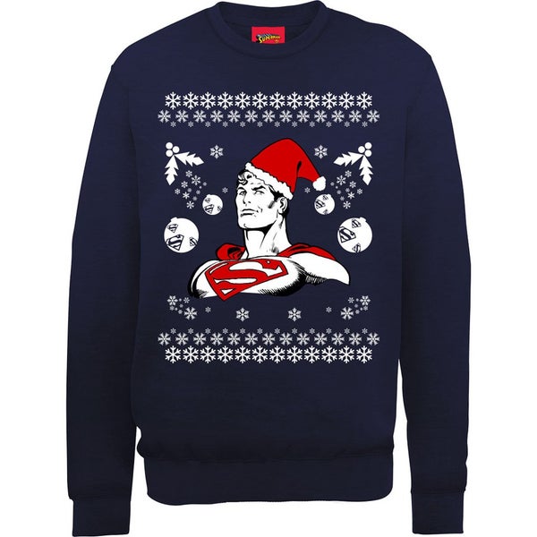 DC Comics Superman Christmas Super Santa Claus Sweatshirt - Navy