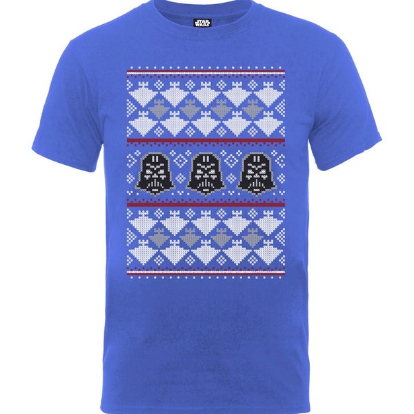 Star Wars Men's Christmas Darth Vader Imperial Starship T-Shirt - Royal Blue
