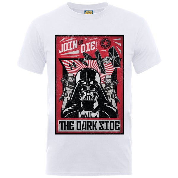 Star Wars Men's Propaganda The Dark Side T-Shirt - White
