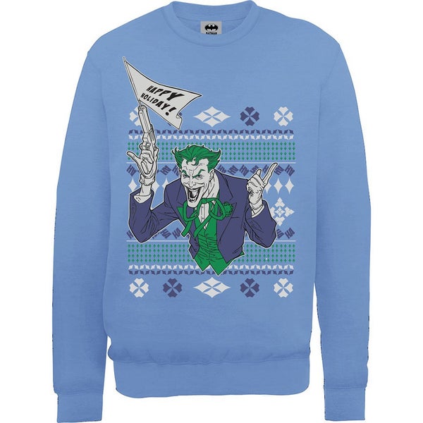 DC Comics Batman Christmas Holiday Joker Sweatshirt - Carolina Blue