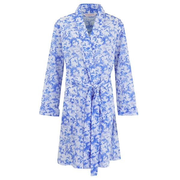 Derek Rose Women's Toile Ladies Kimono - White/Cobalt