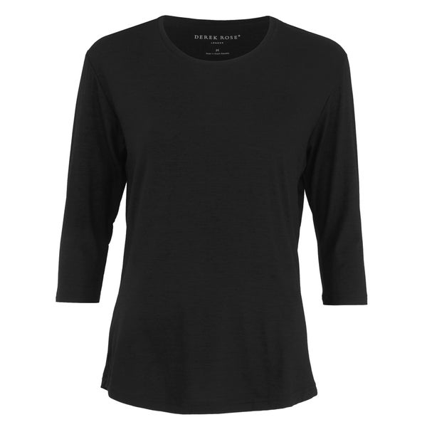 Derek Rose Women's Carla 3/4 Length Sleeve T-Shirt - Black