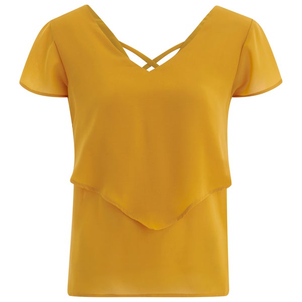 VILA Women's Sora Short Sleeve Blouse - Golden Yellow