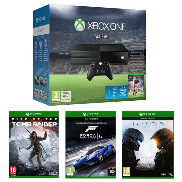 Xbox One 500GB With FIFA 16, Halo 5, Forza 6 & Rise of the Tomb Raider