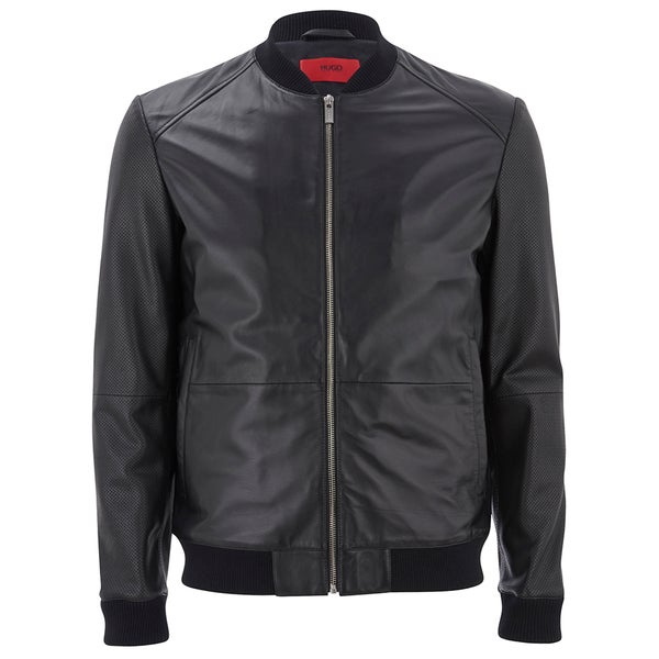HUGO Men's Loxen Leather Jacket - Black