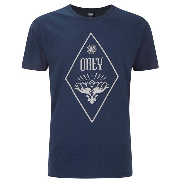 OBEY Clothing Men's Diamond Lotus Slub T-Shirt - Navy