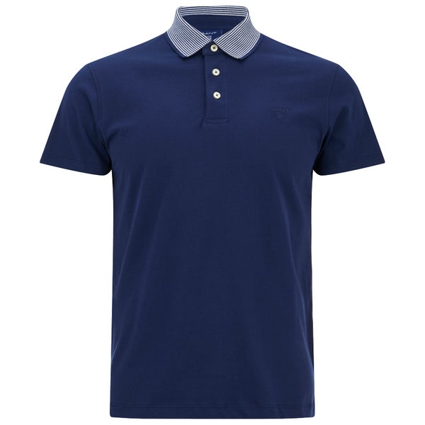 GANT Rugger Men's Striped Collar Jersey Polo Shirt - Shadow Blue