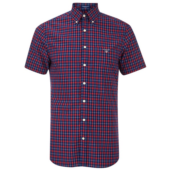Gant Men's Poplin Check Short Sleeve Shirt - Red