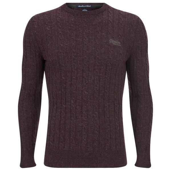 Superdry Men's Harrow Cable Knit Jumper - Loganberry