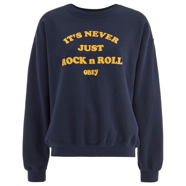 OBEY Clothing Women's Never Just Rock N Roll Sweatshirt - Navy