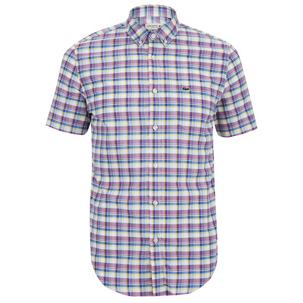 Lacoste Men's Short Sleeve Checked Shirt - Iodine