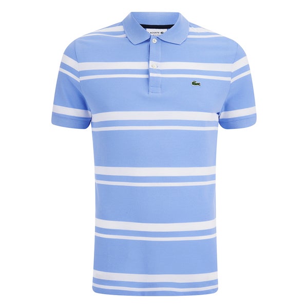 Lacoste Men's Striped Short Sleeve Polo Shirt - Nattier Blue