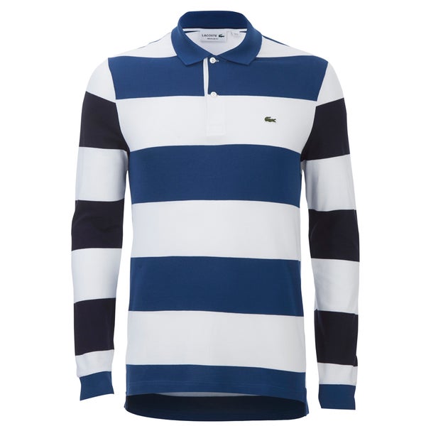 Lacoste Men's Long Sleeve Striped Polo Shirt - Blue