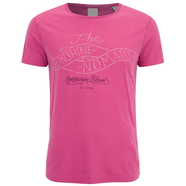 Scotch & Soda Men's Printed Crew Neck T-Shirt - Pink
