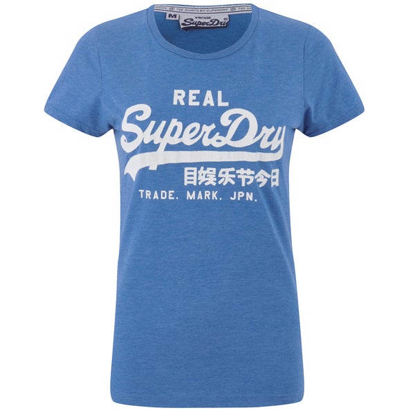 Superdry Women's Vintage Logo Entry T-Shirt - Royal Blue Marl