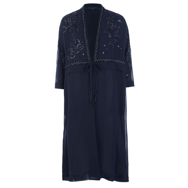French Connection Women's Embellished Long Kimono - Navy