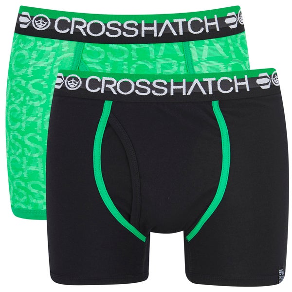 Boxers Crosshatch -Noir /Vert Fluo -Lot de 2
